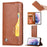 For Samsung Galaxy S24 Cell Phone Case Magnetic Closing PU Leather Wallet Cover - Light Brown - 5