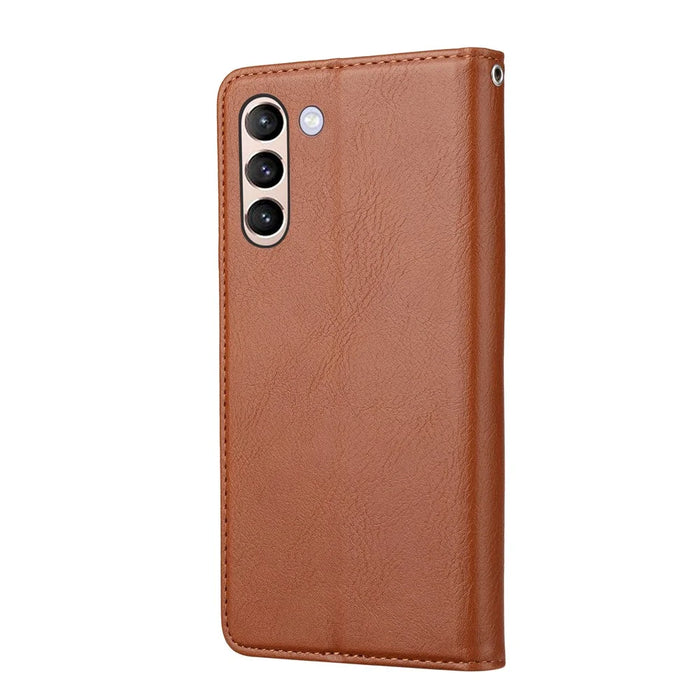 For Samsung Galaxy S24 Cell Phone Case Magnetic Closing PU Leather Wallet Cover - Light Brown - 7