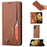 For Samsung Galaxy S24 Ultra Cell Phone Case Magnetic Closing PU Leather Stand Cover - Light Brown - 5