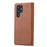 For Samsung Galaxy S24 Ultra Cell Phone Case Magnetic Closing PU Leather Stand Cover - Light Brown - 7