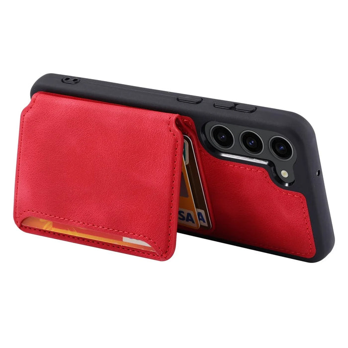 For Samsung Galaxy S24 Case RFID Blocking Leather Anti-Shock Kickstand Phone Cover - Red - 2