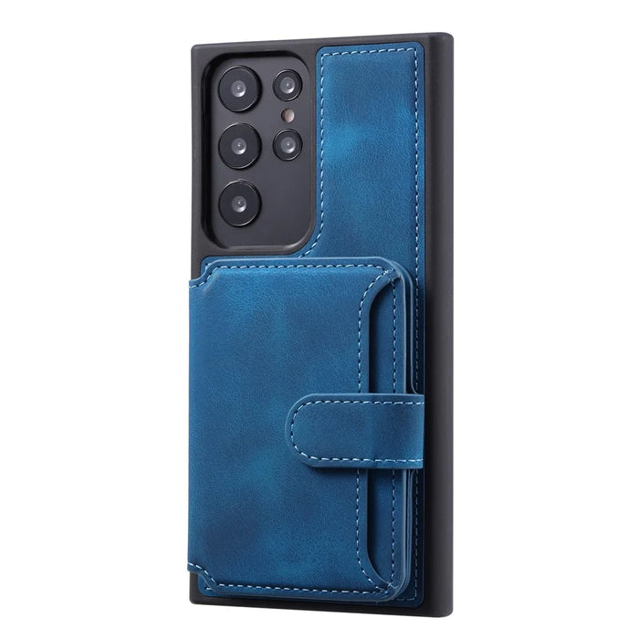For Samsung Galaxy S24 Ultra Case RFID Blocking Wallet Phone Cover with Card Slot - Navy Blue - 5