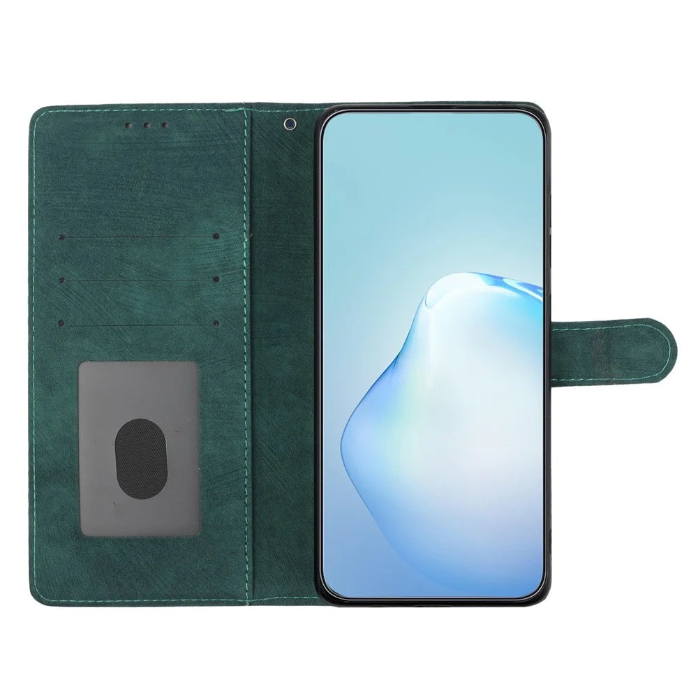 Leather Case for Samsung Galaxy A55 5G Shell Solid Color Stand Card Holder Phone Cover - Green - 2