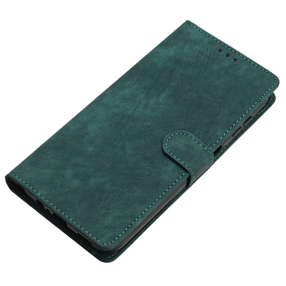 Leather Case for Samsung Galaxy A55 5G Shell Solid Color Stand Card Holder Phone Cover - Green - 6