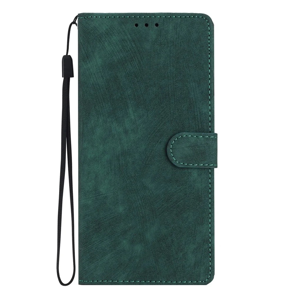 Leather Case for Samsung Galaxy A55 5G Shell Solid Color Stand Card Holder Phone Cover - Green - 7