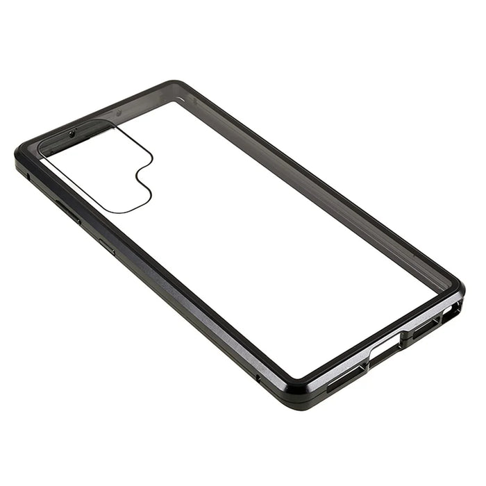 For Samsung Galaxy S24 Ultra Full Body Case Magnetic Tempered Glass Double-Sided Phone Case - Black - 5