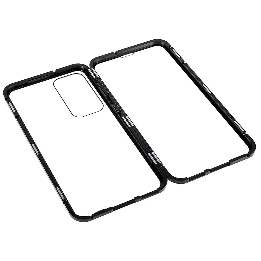 For Samsung Galaxy S25 / S24 Full Body Case Magnetic Tempered Glass Double-Sided Phone Case - Black - 4