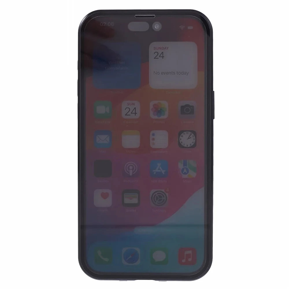 For iPhone 13 Pro Max Magnetic Case Anti-Spy Tempered Glass Double-Sided Phone Cover - Black - 3