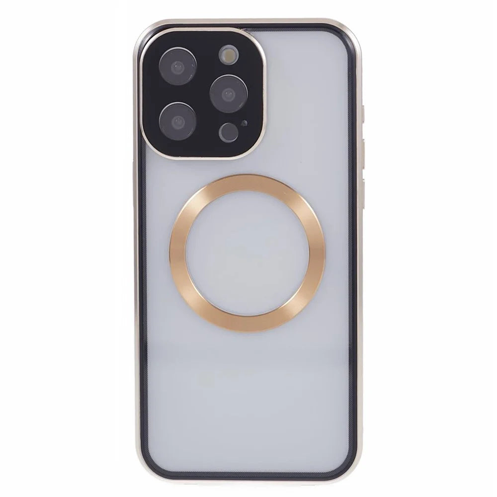 For iPhone 13 Pro Case Double-Sided Tempered Glass Anti-Peep Cover Compatible with MagSafe - Gold - 4