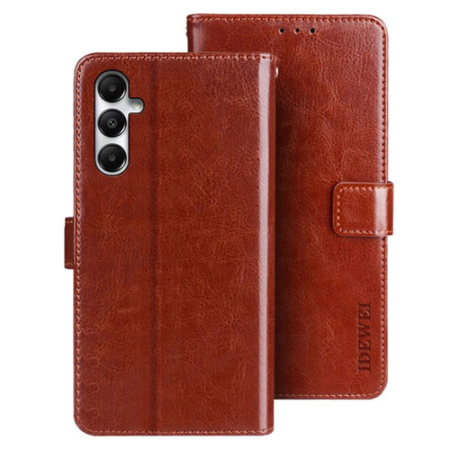IDEWEI For Samsung Galaxy A55 5G Leather Case Stand Flip Cover Wallet - Brown - 1