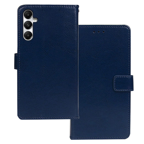 IDEWEI For Samsung Galaxy A55 5G Leather Phone Case Crazy Horse Texture Wallet Stand - Blue - 1