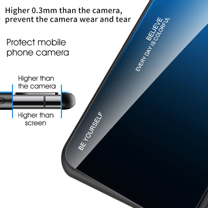 For Samsung Galaxy A55 5G Cell Phone Case Gradient Color TPU+PC+Tempered Glass Back Shell - Blue  /  Black - 4