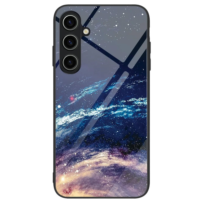 For Samsung Galaxy A55 5G Cell Phone Case Drop-proof TPU+PC+Tempered Glass Printed Pattern Cover - The Milky Way - 1