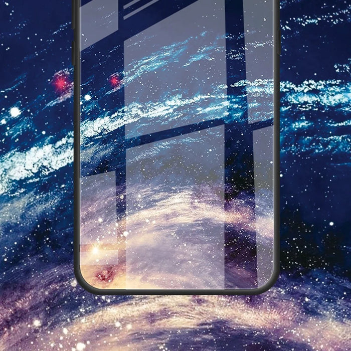 For Samsung Galaxy A55 5G Cell Phone Case Drop-proof TPU+PC+Tempered Glass Printed Pattern Cover - The Milky Way - 3