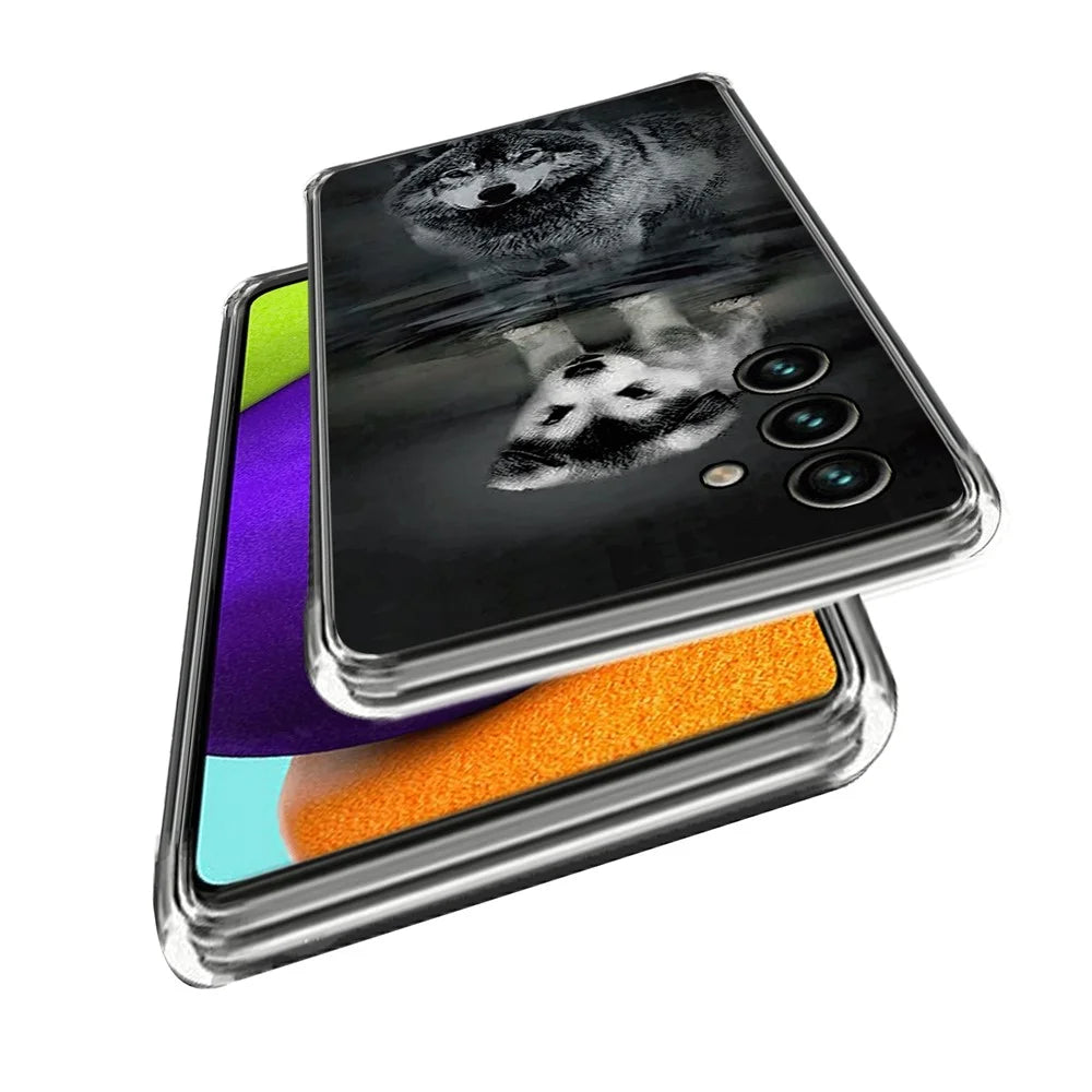 For Samsung Galaxy A55 5G Case Pattern Printed TPU Slim Phone Cover - Dog and Wolf - 2
