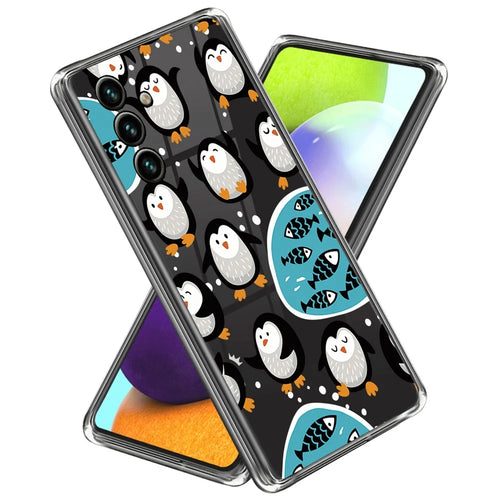 For Samsung Galaxy A55 5G Cell Phone Case Pattern Printed Soft TPU Shell - Penguins - 1