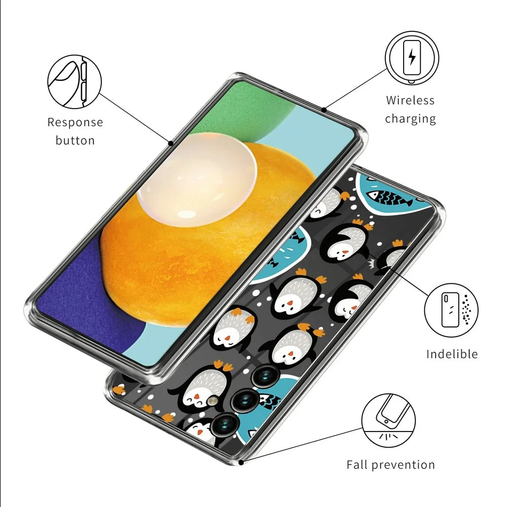 For Samsung Galaxy A55 5G Cell Phone Case Pattern Printed Soft TPU Shell - Penguins - 3