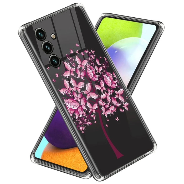 For Samsung Galaxy A55 5G Case Slim TPU IMD Pattern Printed Phone Cover - Pink Flowers - 1