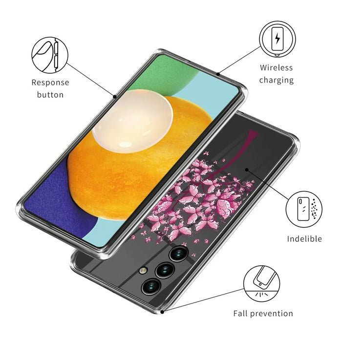 For Samsung Galaxy A55 5G Case Slim TPU IMD Pattern Printed Phone Cover - Pink Flowers - 3