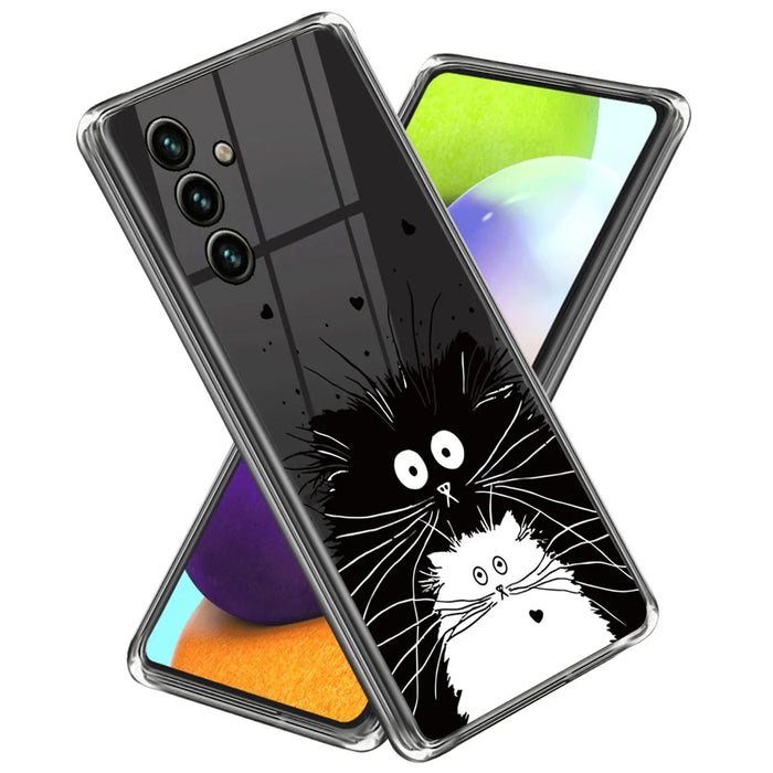 For Samsung Galaxy A55 5G Case Soft TPU Pattern Printed Protective Back Cover - Two Cats - 1