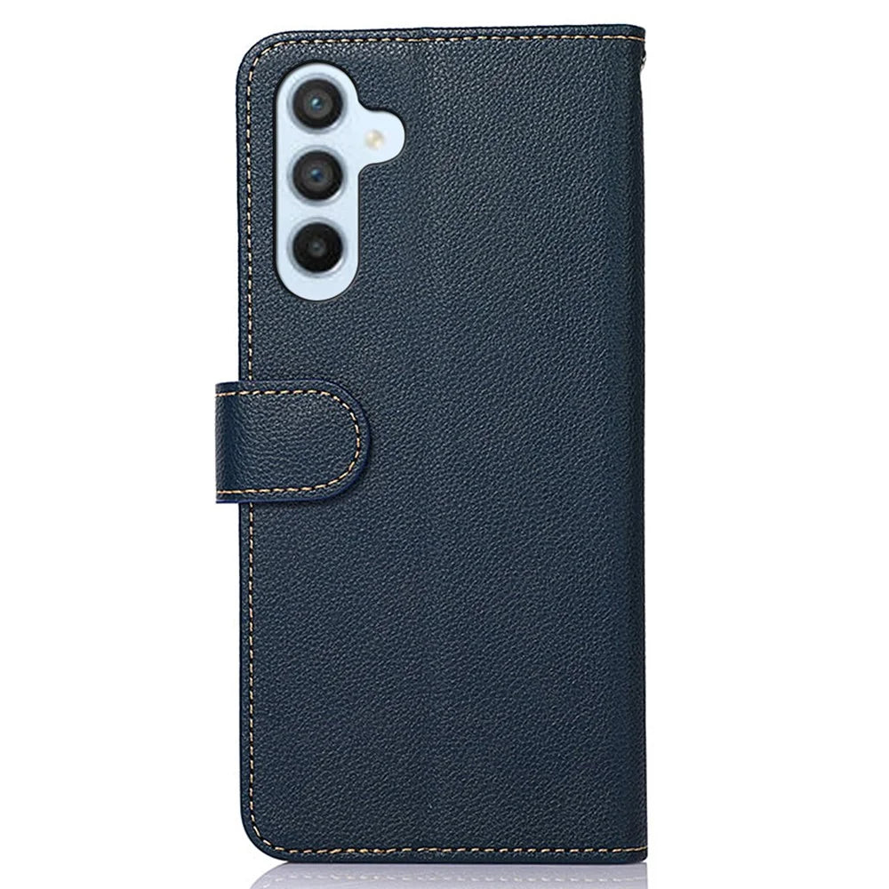 KHAZNEH For Samsung Galaxy A55 5G Flip Stand Phone Cover RFID Blocking PU Leather Phone Case - Blue - 7