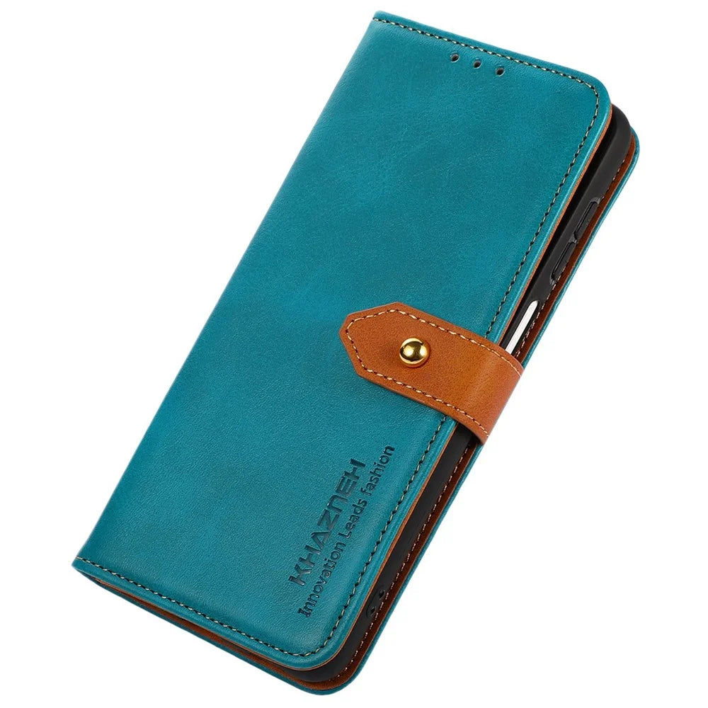 KHAZNEH For Samsung Galaxy A55 5G Case Anti-Scratch PU Leather Phone Protective Shell Cover - Blue - 5