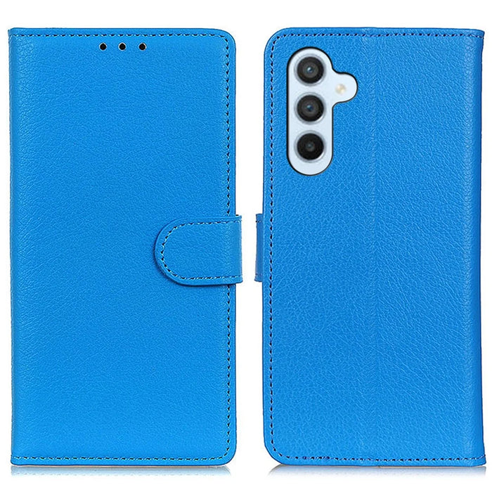 For Samsung Galaxy A55 5G Cell Phone Case PU Leather Wallet Drop-proof Phone Stand Cover - Blue - 1