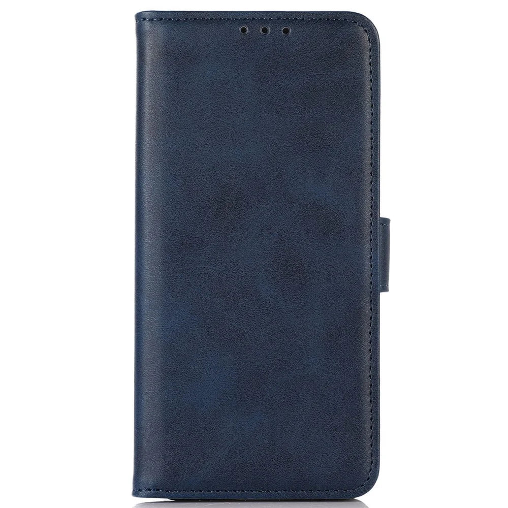 For Samsung Galaxy A55 5G Case Cowhide Texture Shockproof Stand Wallet Cell Phone Cover - Blue - 6