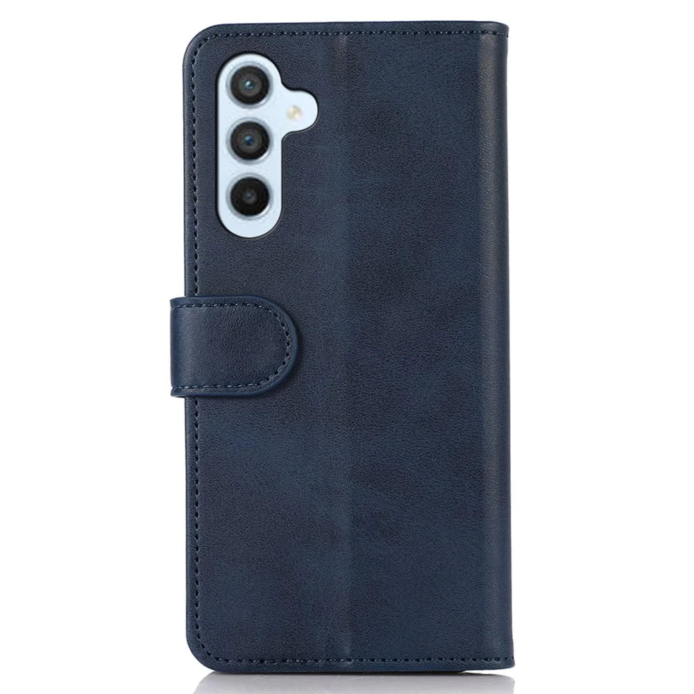 For Samsung Galaxy A55 5G Case Cowhide Texture Shockproof Stand Wallet Cell Phone Cover - Blue - 7