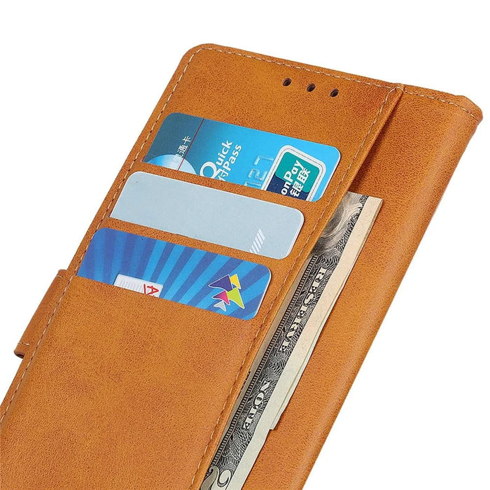 For Samsung Galaxy A55 5G PU Leather Mobile Phone Case Magnetic Stand Cover - Brown - 4