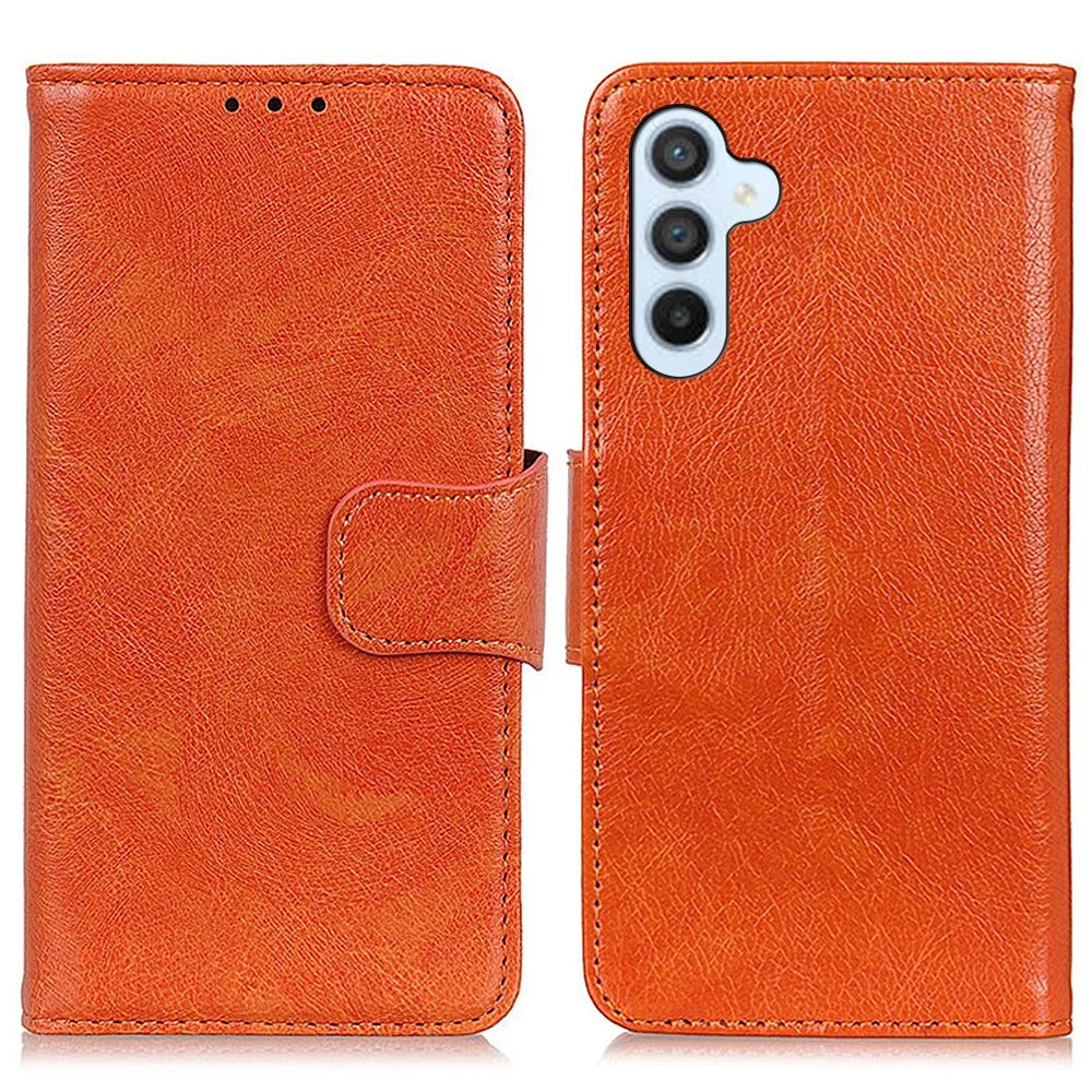 For Samsung Galaxy A55 5G Case Split Leather Cover Nappa Texture Cell Phone Phone Shell - Orange - 1