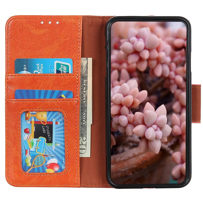For Samsung Galaxy A55 5G Case Split Leather Cover Nappa Texture Cell Phone Phone Shell - Orange - 2