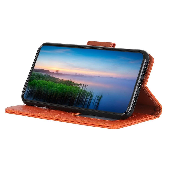 For Samsung Galaxy A55 5G Case Split Leather Cover Nappa Texture Cell Phone Phone Shell - Orange - 3
