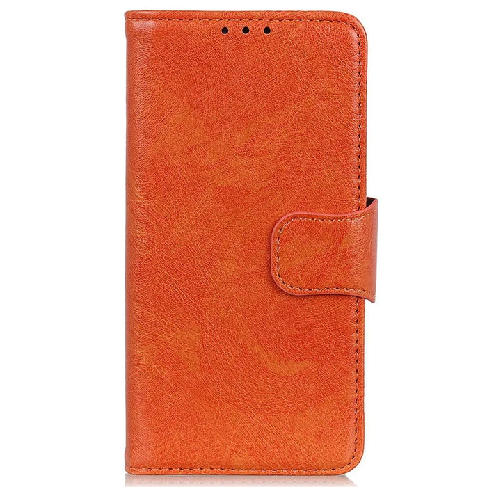 For Samsung Galaxy A55 5G Case Split Leather Cover Nappa Texture Cell Phone Phone Shell - Orange - 6
