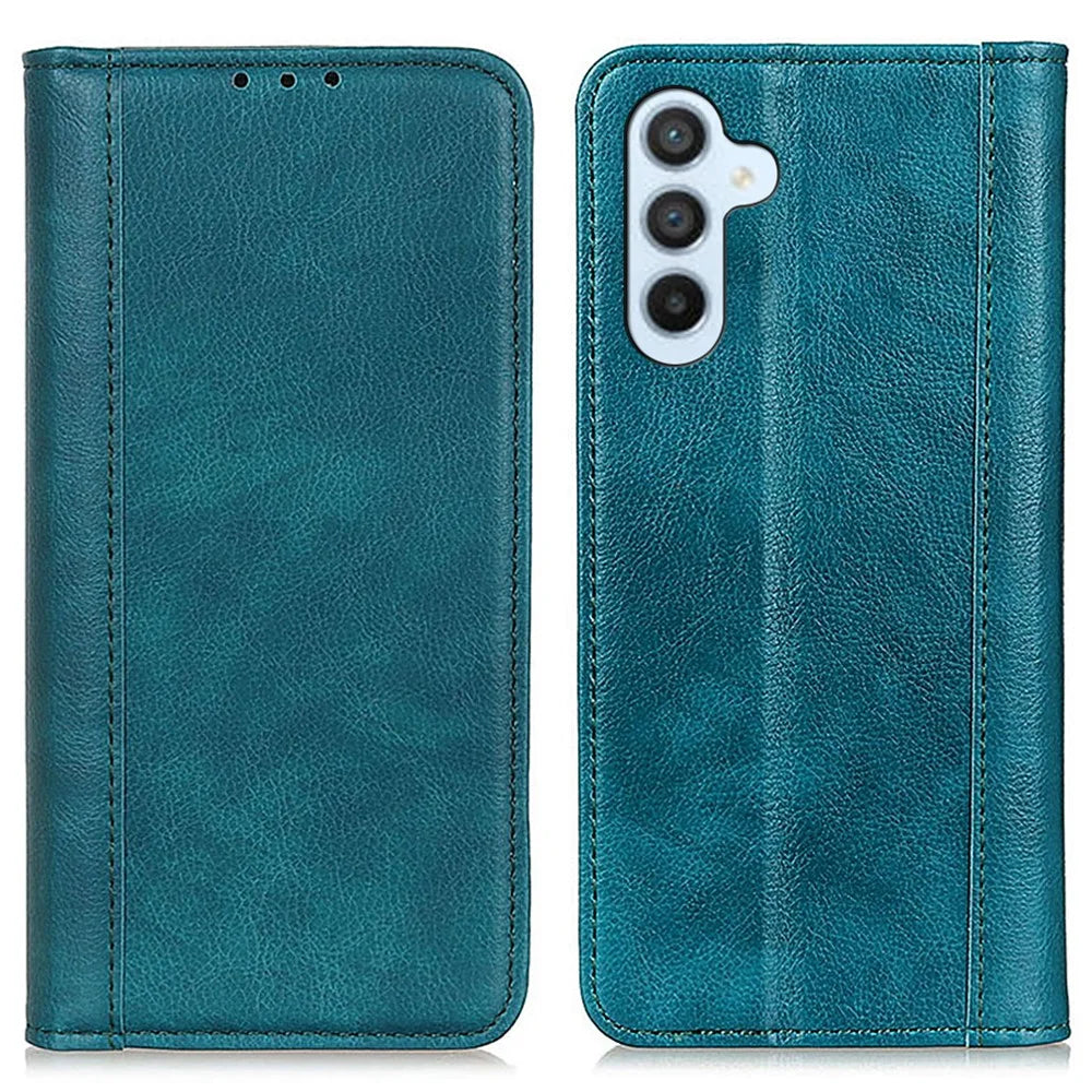For Samsung Galaxy A55 5G Case Stable Stand Split Leather Cell Phone Cover - Green - 1