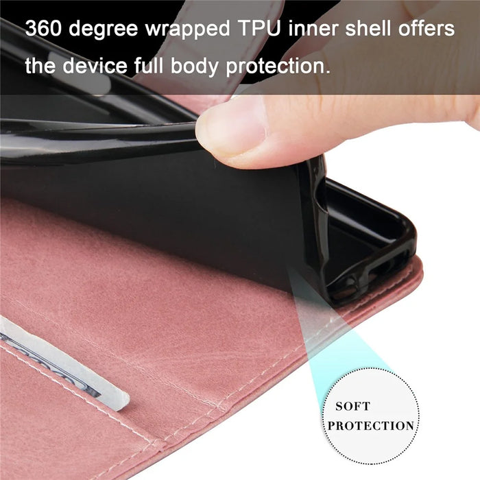 For Samsung Galaxy A35 5G Leather Case Calfskin Zipper Wallet - Pink - 6