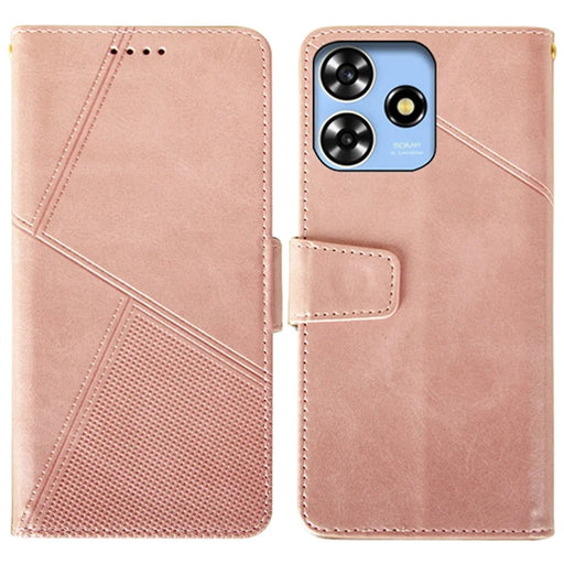 IDEWEI For ZTE Blade A73 Classic Calf Leather Case Phone Cover Wallet - Pink - 1