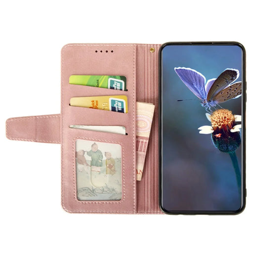 IDEWEI For ZTE Blade A73 Classic Calf Leather Case Phone Cover Wallet - Pink - 2