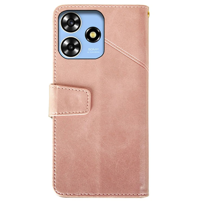 IDEWEI For ZTE Blade A73 Classic Calf Leather Case Phone Cover Wallet - Pink - 5