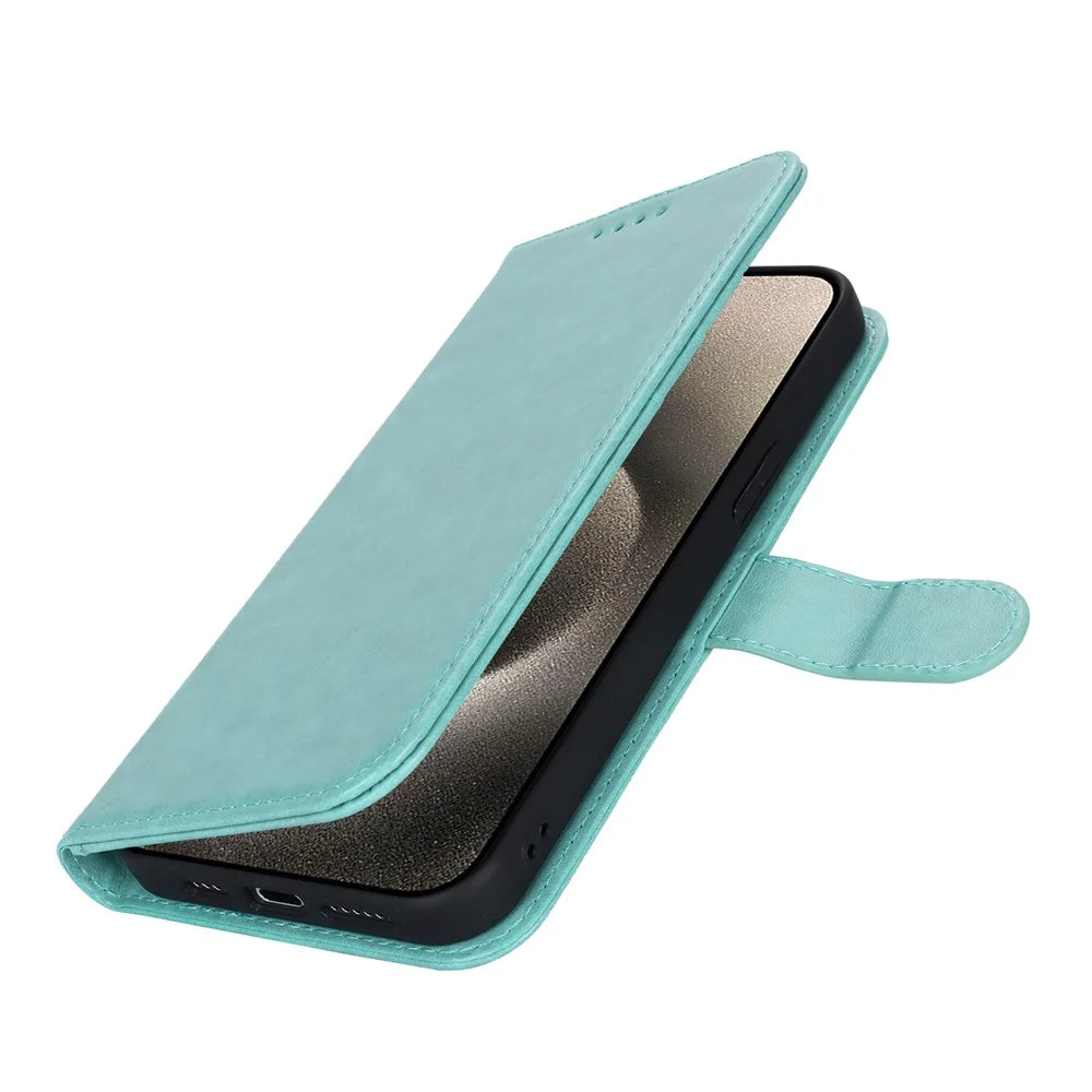For iPhone 15 Pro Max R61 Texture Wallet Case Leather Phone Cover - Light Green - 5