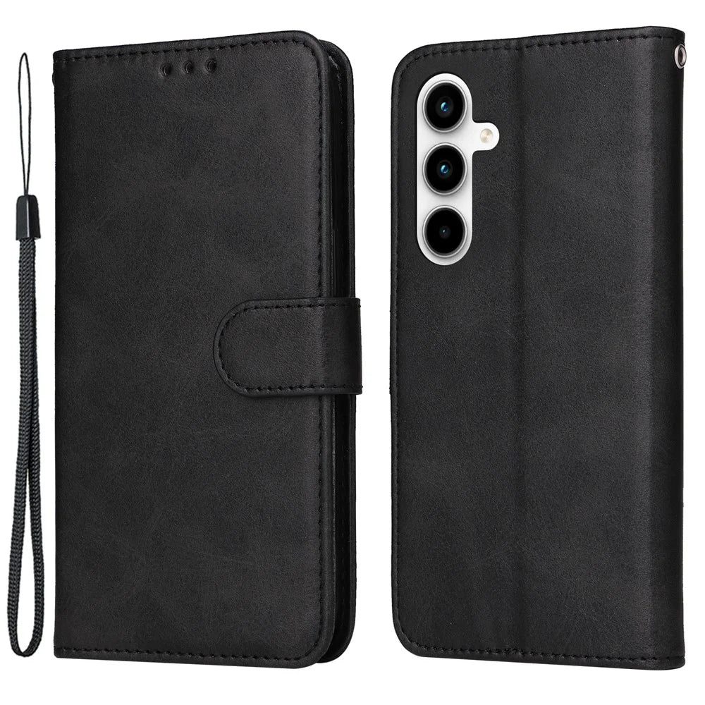 For Samsung Galaxy A35 5G Leather Case Card Holder Stand Shockproof Cover - Black - 1
