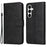 For Samsung Galaxy A35 5G Leather Case Card Holder Stand Shockproof Cover - Black - 1