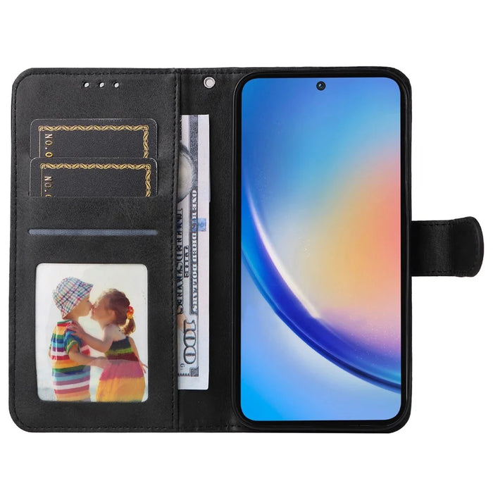 For Samsung Galaxy A35 5G Leather Case Card Holder Stand Shockproof Cover - Black - 2
