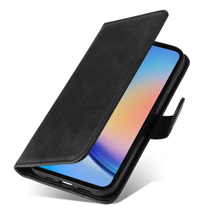 For Samsung Galaxy A35 5G Leather Case Card Holder Stand Shockproof Cover - Black - 5