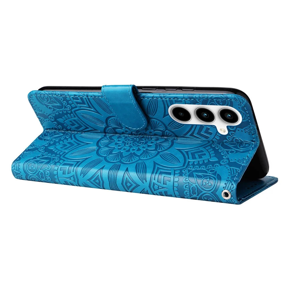 Phone Shell for Samsung Galaxy A35 5G Case Imprinted Wallet PU Leather Cover - Blue - 4