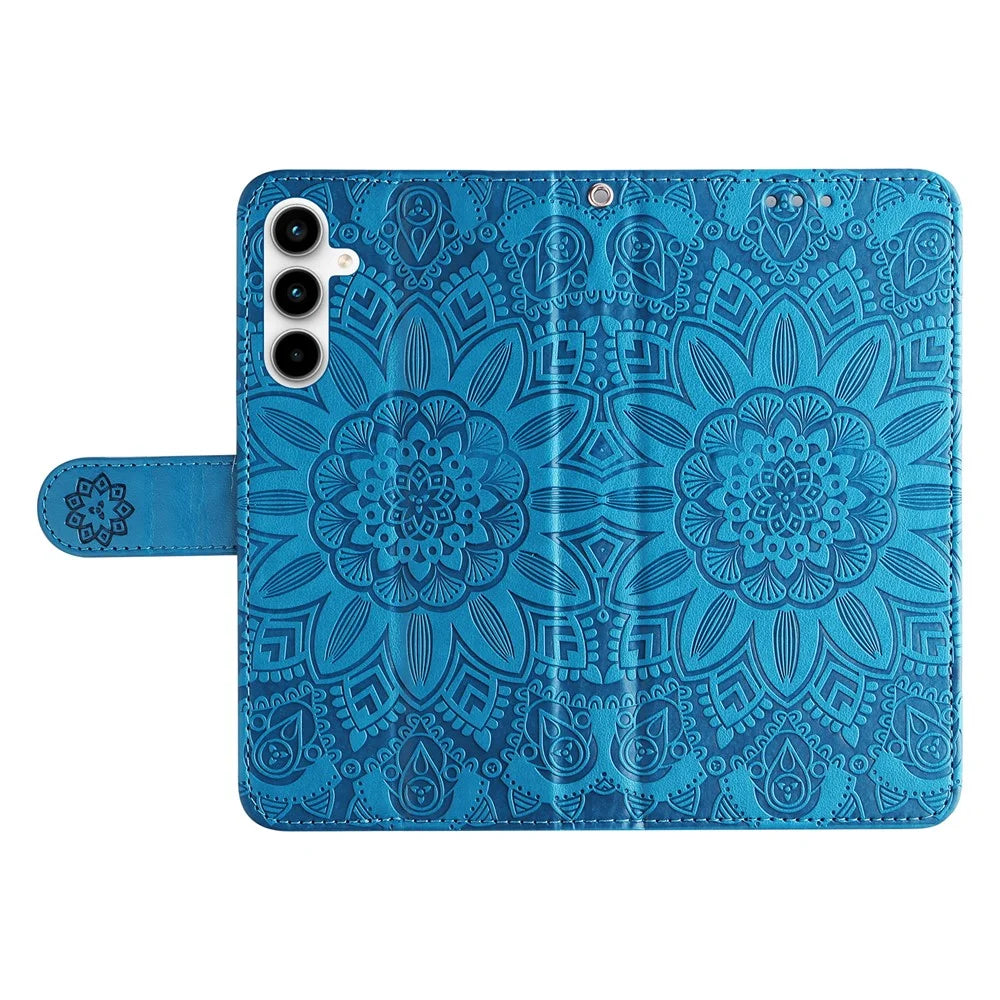 Phone Shell for Samsung Galaxy A35 5G Case Imprinted Wallet PU Leather Cover - Blue - 5