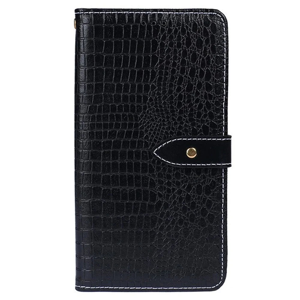 IDEWEI For Blackview A96 Crocodile Texture Leather Case Wallet Phone Cover - Black - 4