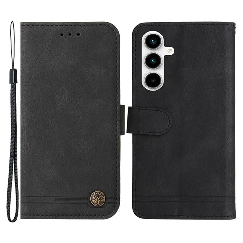 For Samsung Galaxy A35 5G Leather Wallet Cases Skin Touch Phone Cover Stand with Strap - Black - 1