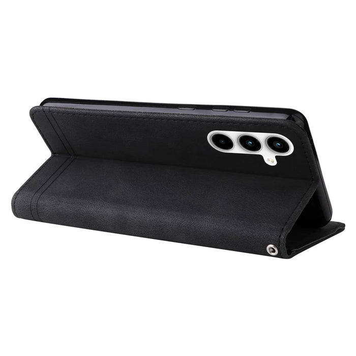 For Samsung Galaxy A35 5G Leather Wallet Cases Skin Touch Phone Cover Stand with Strap - Black - 4