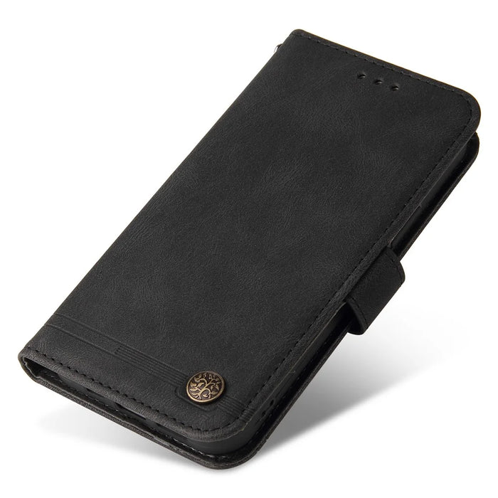 For Samsung Galaxy A35 5G Leather Wallet Cases Skin Touch Phone Cover Stand with Strap - Black - 5